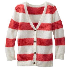 NWT Oshkosh B'gosh Girls Knit Sweater Orange Striped Cardigan L/S Top 5T…